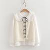 Conjunto de Dos Piezas para Mujer 2025 Primavera Nuevo Chaleco de Punto Decorativo con Lazo Dulce y Camisa de Manga Larga