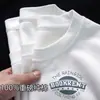 Camiseta Unisex de Algodón Puro Pesado Cuello Redondo Manga Corta Estilo Chino Verano Tendencia Capa Base Ins Camiseta Manga Corta