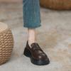 Mocasines de Piel Genuina con Suela Gruesa para Mujer 2026 Primavera y Otoño Nuevo Estilo Plataforma Negros Versátiles Zapatos de Vestir Estilo Británico JK Zapatos Pequeños de Cuero