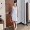Vestido Elegante Estilo Socialite 2026 Estilo Francês com Bordado Pesado, Vestido Regata Sexy Sem Mangas 5032