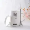 Caneca de Cerâmica com Tampa e Colher Grande Capacidade Personalizada Criativa Doméstica Tendência Copo para Beber Caneca de Leite de Cerâmica