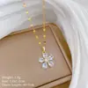 [Acero de Titanio] Cobre Microincrustado Lujo Accesible Estilo Moda Elegante Sofisticado Hermoso Collar de Diamantes Completos Cadena Versátil para Clavícula de Mujer Acero de Titanio