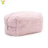 Bolsa cosmética de lã de cordeiro em estoque grande capacidade armazenamento com zíper bolsa de veludo cosméticos femininos cuidados com a pele necessaire
