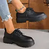 Sapatos Mocassins de Plataforma de Tamanho Grande para Mulheres, Versáteis para Primavera e Outono, Estilo Clássico Britânico, Bico Redondo, Antiderrapantes, de Couro