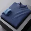 Suéter de Lã com Forro de Fleece Estilo Business Leve com Fleece Integrado, Suéter de Gola Alta Parcial para Homens, Outono e Inverno 2026, Malha Grossa Quente 1688
