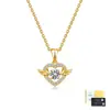 Collar de plata de ley S925 con moissanita para mujer, colgante de diseño de alas en forma de corazón, cadena para clavícula de estilo de lujo ligero a la moda