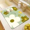 Tecnologia de Cozinha Tapete Drenante de Veludo Desenho Animado Florzinha Doméstico Mesa de Lavar Tapete Absorvente de Água Batente de Porta de Banheiro Tapete para Piso Deslizante