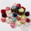 Cabezas de flores de rosa artificial de tela de seda de alta gama vintage, flores falsas multicolores, materiales para tocados y coronas hechos a mano DIY