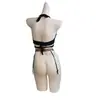 Lencería Sexy Floral Marina con Cuello Halter, Uniforme sin Espalda, Lindo Conjunto de Tanga con Ligero de Mariposa A924