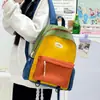 Mochila de Alta Qualidade Transfronteiriça Retro Moderna Color Block Grande Capacidade Estudante Casual Versátil Texturizada