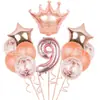 Set de Globos Digitales de Corona Transfronterizos en Varias Formas para Decoración Temática de Fiesta de Primer Cumpleaños Infantil Globos de Papel de Aluminio