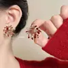 Pendientes de Fuegos Artificiales de Circonita Roja de Año Nuevo para Mujer 2026 Nuevo Estilo Popular Pendientes Únicos y Hermosos