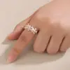Anillos de Personalidad de Moda Europeos y Americanos, Venta Caliente Transfronteriza Estilo Flor Dulce Pétalo Anillo Abierto Simple Incrustado con Circonita Pétalo Flor de Ciruelo