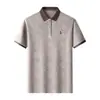 (Alta calidad) Nueva Camisa Polo Transfronteriza para Hombre, Color Sólido, Casual de Negocios, Corte Ajustado, Tejida, Cuello Campana, Manga Corta, Diseño de Caballo
