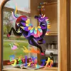 2027 Ovejas Coloridas Moradas Hacia el Éxito Decoración de Escaparate para el Día de Año Nuevo y el Festival de Primavera Pegatinas Electrostáticas para Puertas de Vidrio