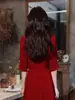 French Toast Wear Vestido de Compromiso de Primavera y Otoño para Novia Vestido de Noche Borgoña Que las Mujeres Pueden Usar Diariamente para Personas Bajas