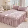 Faldón de cama de algodón puro, una sola pieza, 100% algodón, diseñado para cubrir imperfecciones, estilo nuevo 2026 colcha, cubrepolvo con faldón, sábana y cubrecama