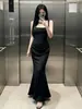 Vestido largo strapless de escote cuadrado, entallado en la cintura, estilo sirena, para mujer, de verano, adelgazante y que realza la figura, estilo maduro y elegante, vestido puro y seductor