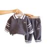 Ropa de Otoño de Moda para Niños 2025 Primavera y Otoño Nuevo Estilo Hermoso Niño Pequeño Camisa Polo de Solapa Sudadera de Manga Larga Conjunto de Dos Piezas Moderno