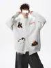 Sudadera con cuello redondo bordada de cachorro de dibujos animados Sudadera de punto para hombre Primavera y Otoño Nuevo Diseño de Nicho Estilo Perezoso Chaqueta Holgada