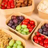 Lancheira de Compartimento Duplo Talheres Descartáveis Aquecimento Refrigeração Dividida Dois Compartimentos Retangular Piquenique Lancheira de Papel Kraft Caixa para Levar