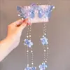 Nova Menina Antiga Feita à Mão Borboleta Pearl Chain Hair Clip Princesa Fada Cabelo Flor Bead Hair Band Headwear
