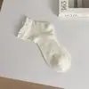 Calcetines de Verano Finos Youjiaxiu para Mujer, Calcetines Cortos de Malla Hueca de Color Sólido, Calcetines de Algodón Transpirables Estilo Ins con Borde Fruncido