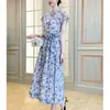 Vestido con Estampado de Mariposas de Nicho Inspirado en el Diseño para Mujer, Nuevo Estilo Verano 2026, Cuello Alto, Mangas Cortas, Elegante y Adelgazante, de Longitud Media