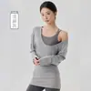 Ds125626 Cobertura Esportiva Floral com Desconto, Gola U Grande para Mulheres, Cobre o Quadril, Manga Morcego, Manga Longa, Top de Yoga