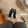 Mismo estilo que Mom Uva~ Tacón oculto de 3 cm~ Zapatos de piel tipo mocasín con hebilla metálica retro británica, punta redonda para mujer