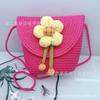 Bolsa de Concha Hecha a Mano con Flores de Dibujos Animados Transfronteriza, Bolsa Tejida de Girasol para Niños, Bolso de Paja Casual para Hombro de Viaje