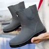 Botas de lluvia de media pantorrilla para pareja transfronteriza para hombres y mujeres, zapatos de goma resistentes al desgaste para exteriores para lavado de autos, estilo deportivo, zapatos slip-on impermeables y antideslizantes