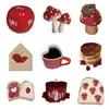 60 Piezas de Pegatina Transfronteriza Impermeable Decorativa Roja Retro para Cuaderno, Funda de Teléfono Móvil, Maleta de Tableta, Diario de Mano, Venta al por Mayor