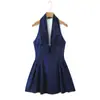 Comercio Exterior 2026 Primavera Nuevo Estilo Europeo y Americano Moda para Mujer Sexy Versátil Espalda Descubierta Cuello Halter Vestido Fruncido
