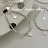 Joia Artesanal de Prata S925 Sterling Prata Coração Madrepérola Pulseira Estilo Versátil Nicho Dongdaemun Coreia do Sul