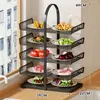 Estante de Preparación para Cocina, Escurridor de Platos de Escritorio, Estante de Bandeja de Ingredientes para Hot Pot Multicapa del Hogar, Estante de Almacenamiento para Tazones y Platos