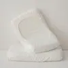 Funda de almohada acolchada de algodón puro color sólido, algodón lavado, lavable, transpirable y cómoda para todas las estaciones, adecuada para dormitorios de estudiantes