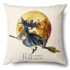 Funda de Almohada Halloween Calabaza Divertida Transfronteriza Amazon Estampado de Lino Funda Decorativa para Cojín de Sofá del Hogar