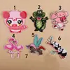 Venta al por mayor del fabricante Parches Bordados Bordado por Computadora Dibujos Animados Cerdo Rosa Cocodrilo Parches Decorativos para Ropa Parches de Aplicación