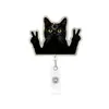 El Portapines Retráctil Más Vendido de Amazon Fácil de Tirar Clip de Insignia de Gato Negro Acrílico Portapines de Identificación Médica Venta al por Mayor
