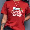 1 Camiseta Casual Feminina de Gola Redonda com Estampa de Feliz Natal
