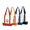 Bolsas de lona personalizadas, bolsas de algodão ecológicas, bolsas de armazenamento patchwork personalizadas, sacolas de compras de lona de dois tons de alta qualidade para publicidade