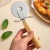 Cuchillo de rueda para pizza de acero inoxidable, mango de madera, cuchillo para pizza crujiente, cuchillo para panqueques, cuchillo de corte para hornear pizza y pasteles de un solo rodillo.