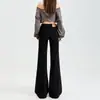 Jeans Acampanados Negros para Mujer Invierno 2025 Nuevo Estilo Americano Cintura Baja Versátil Efecto Adelgazante Efecto Adelgazante Pantalones No Acampanados