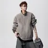 Chaqueta de Trabajo Retro Americana Cortada con Láser con Cuello Alto para Hombre, Temporada de Primavera, Estilo de Alta Gama, Prenda Superior Fresca y Elegante, Corte Holgado, Ropa de Abrigo Versátil para Pareja