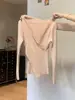 Elegante Top Base de Encaje con Cuello en V Cruzado para Mujer, Suéter de Manga Larga de Otoño e Invierno Ceñidor de Cintura Bm Hot Girl de Moda