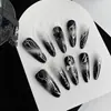 Série Gótica Artesanal Dark Nail Art Metal Tridimensional High-End Cool e Picante Unhas Prontas para Usar Médio-Longas Série Preta