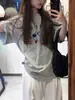 Camiseta de Manga Corta Impresa Ins Trendy de Algodón Puro Americano con Hombro Derecho de Cachorro de Dibujos Animados para Mujer 2025 Nuevo Top Holgado y Versátil
