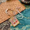 Hotan Tíbet Nepal Thangka Pintado a Mano Puro Tara Verde 4*5 Collar Set Terminado