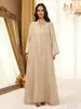 Vestido Túnica Bordado con Cuello Alto y Botones, Estilo Elegante y Lujoso, Vestido Largo Holgado para Mujer de Tallas Grandes